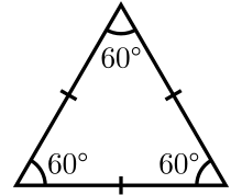 Equilateral triangle. Pembe tatu sawa.